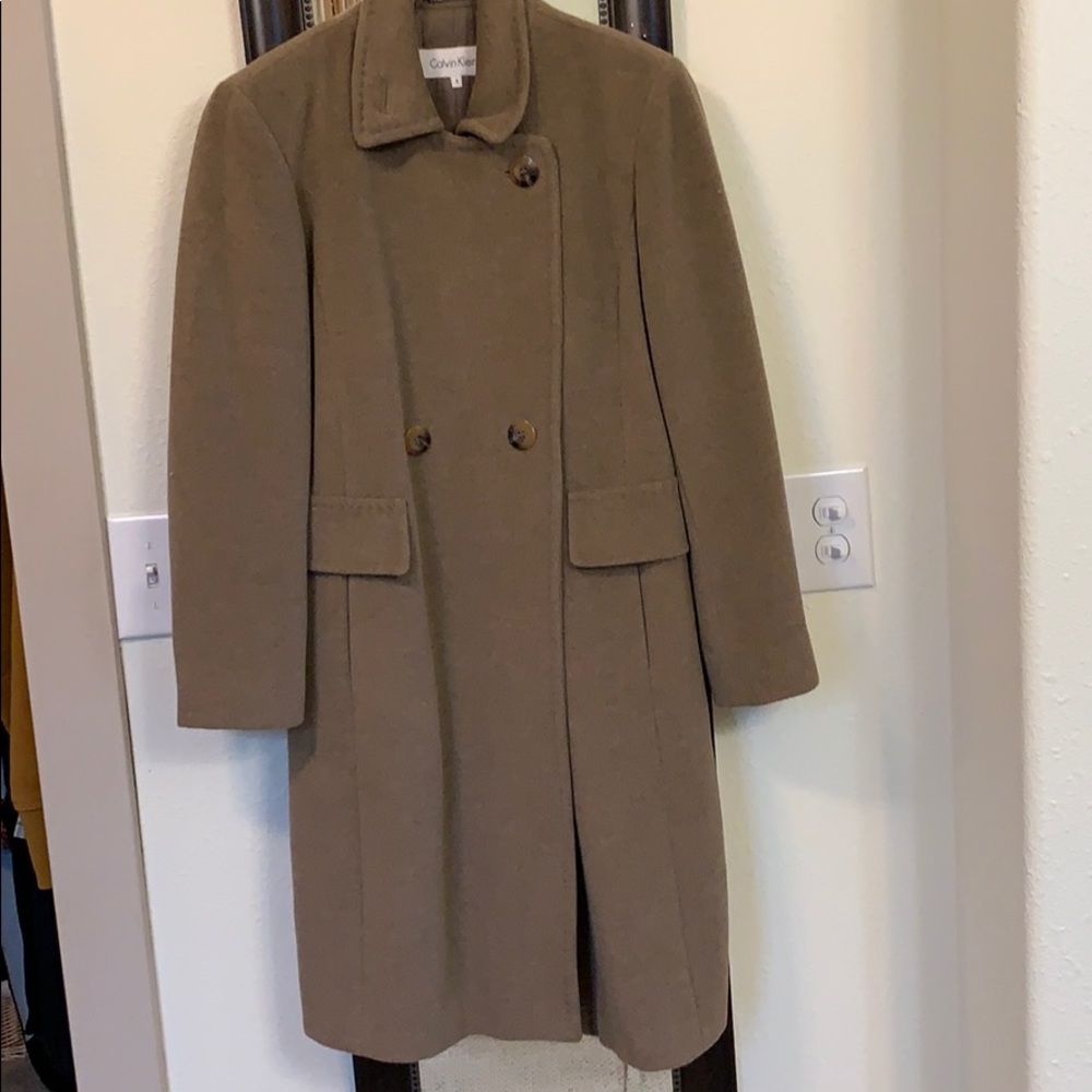 Angora and Wool Camel Calvin Klein Trench Coat